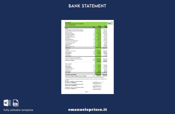 modello word di estratto conto bancario Nigeria Jaiz in stile verificato